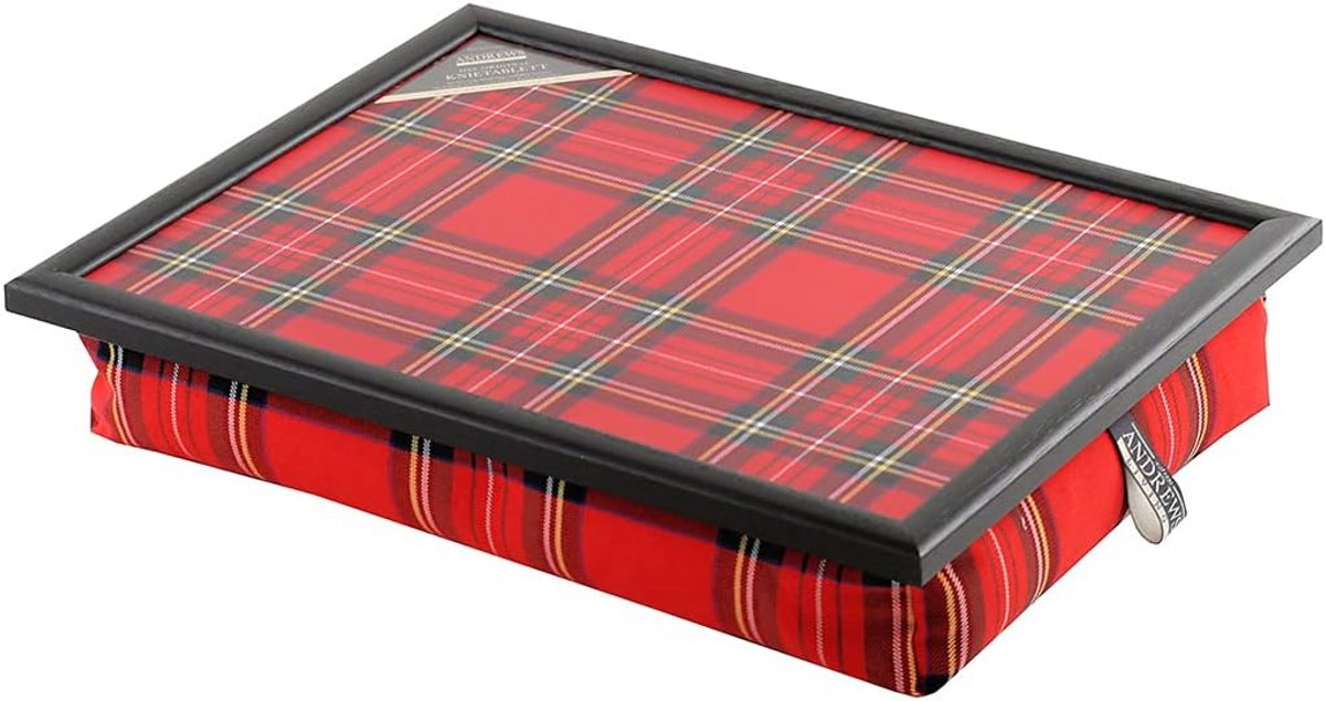 Knietafel met Kussen en Schotse Ruit Patroon - Handgemaakt in Duitsland