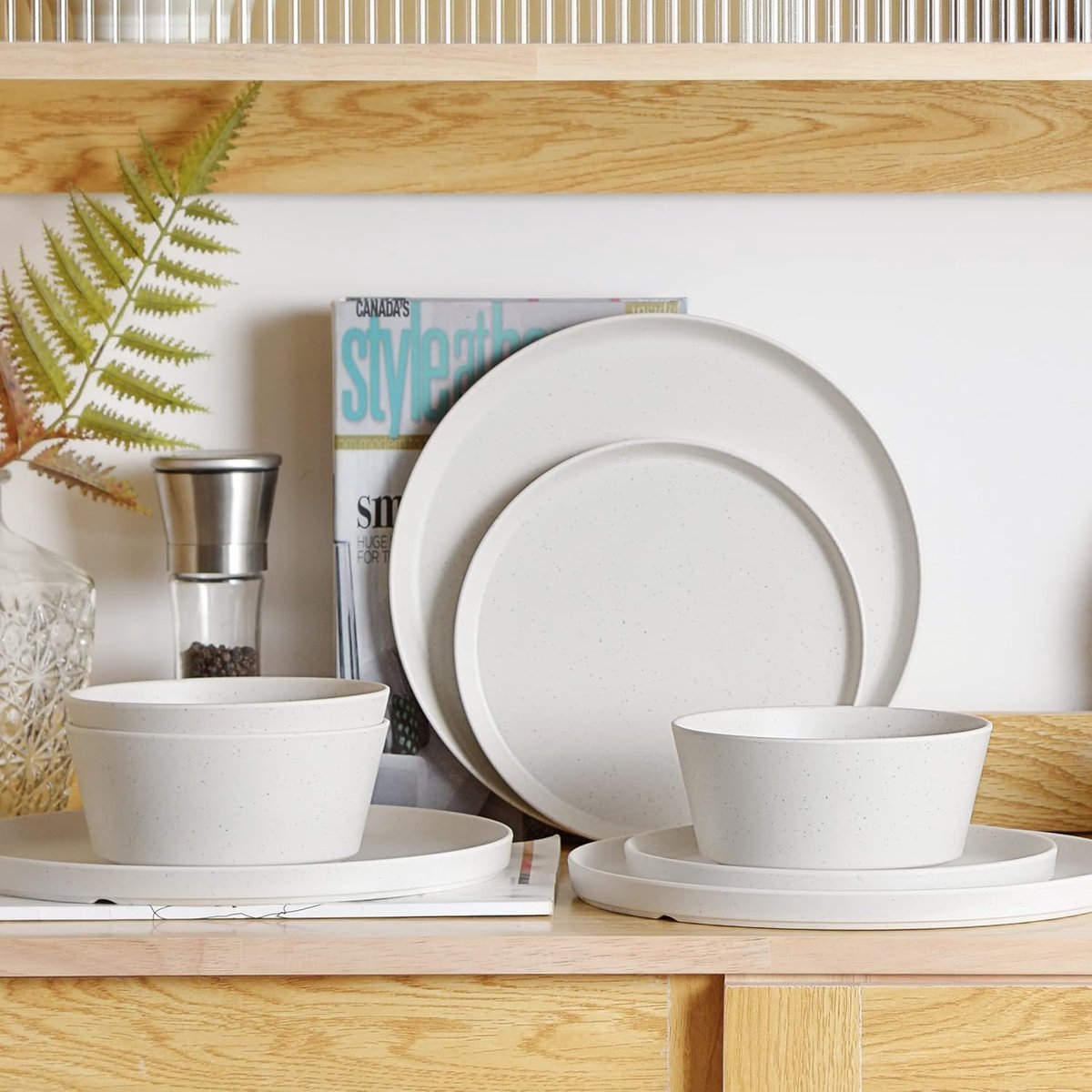 12-delige Melamine Servies Set voor 4 Personen - Lichtgewicht Buiten Servies