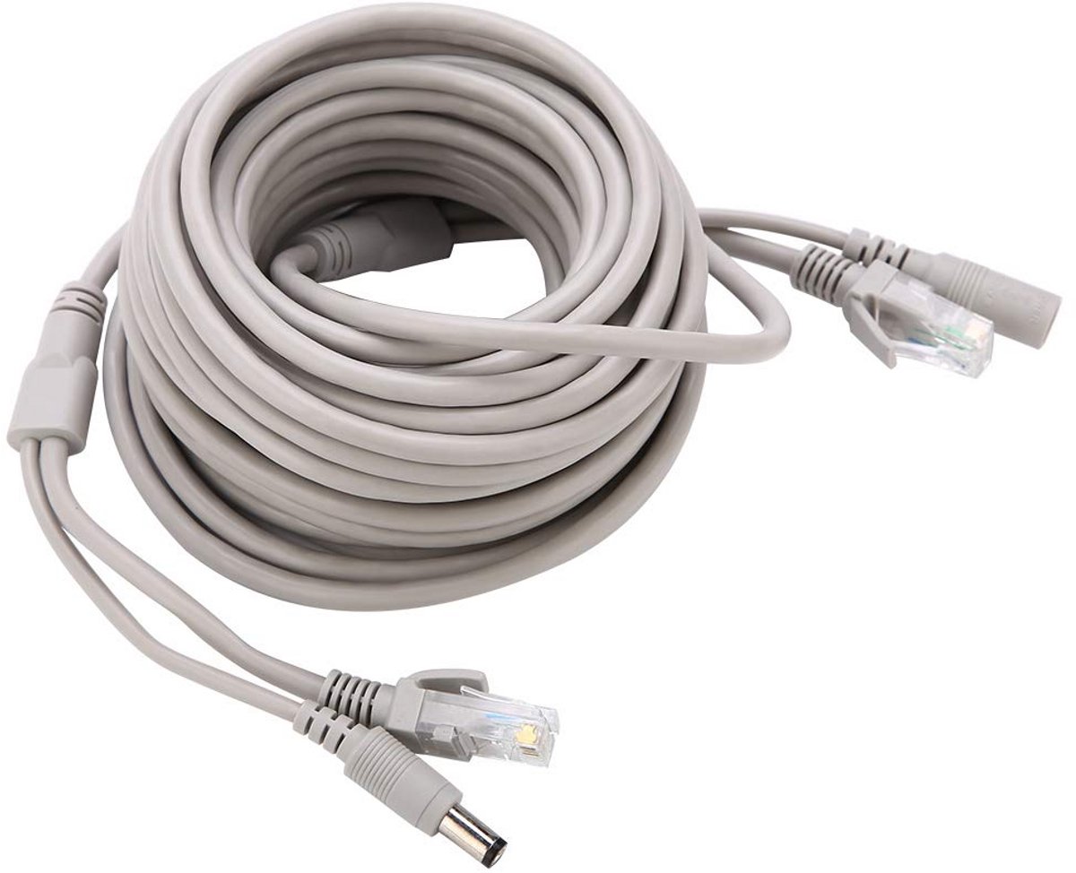 Ethernet Netwerkkabel met DC Stroomvoorziening voor IP Camera en NVR Systeem - Cat 5