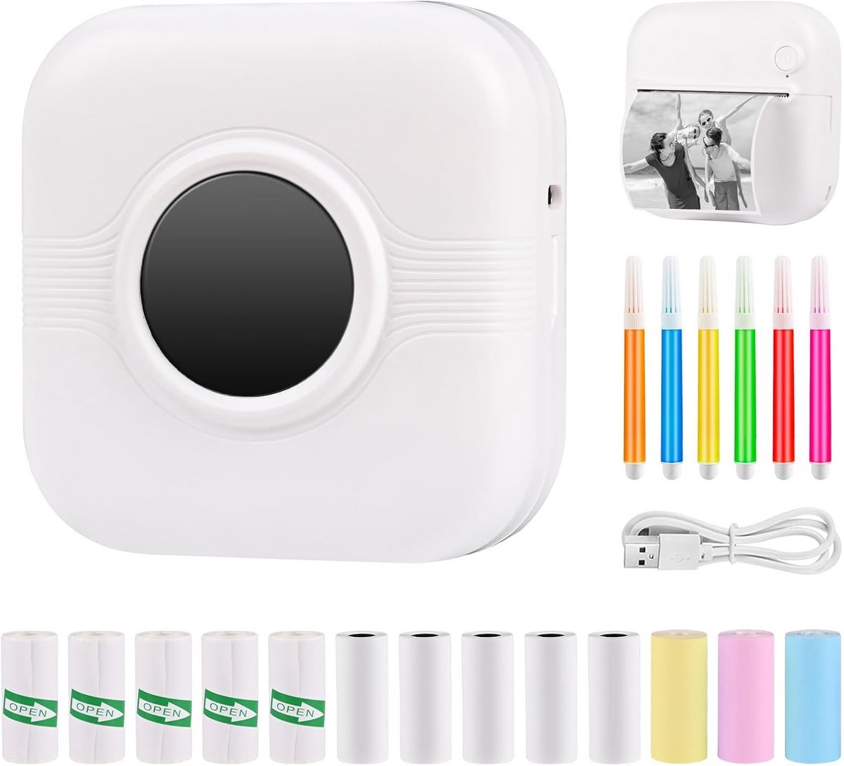 Mini Printer - Pocket Fotoprinter - Thermische - Draadloos Voor Mobiel - Oplaadbaar