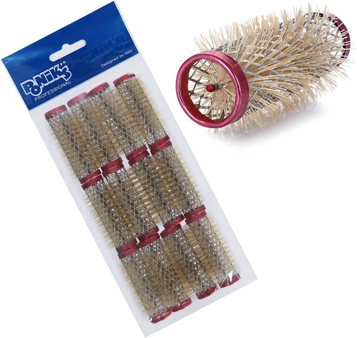 Professionele metalen haarrollerset met borstels voor krullen 18 mm, 12 stuks