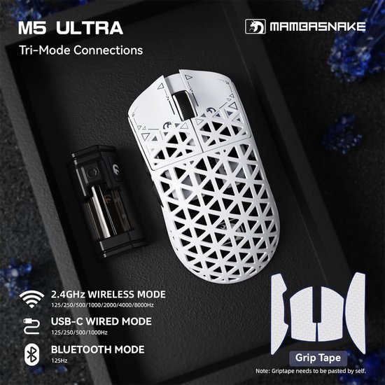 Ultralichte Carbon Gaming Muis Draadloos 8000Hz - 39g Superlicht met Hoge DPI Sensor van Merkloos — afbeelding 3