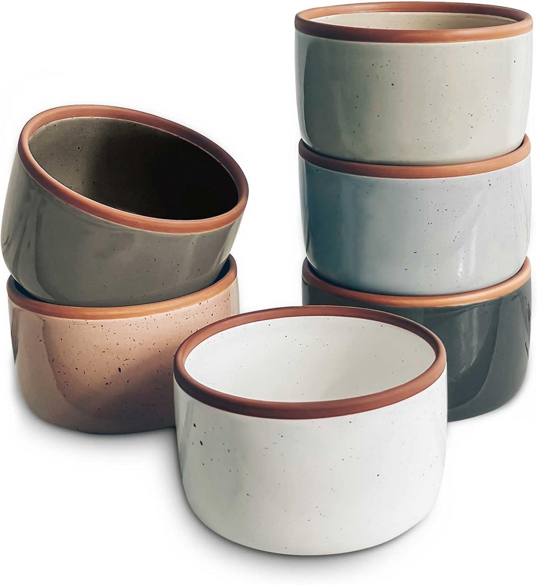 Set van 6 Keramische Ramekins - Ovenbestendige Schalen voor Crème Brûlée, Soufflé en Desserts