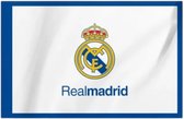 Real Madrid vlag met het clublogo en de naam 'Realmadrid' in blauw.