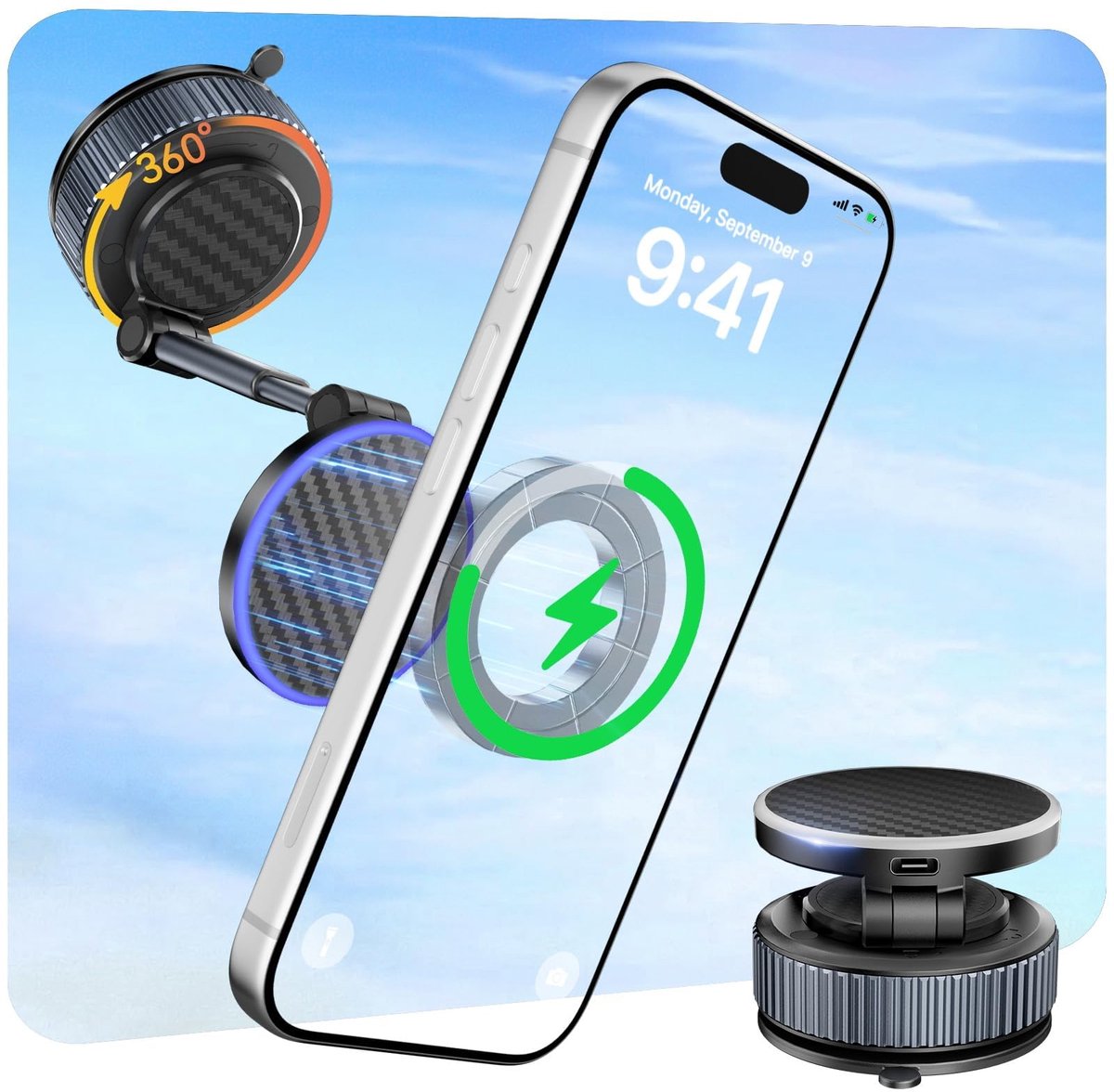Draadloze Auto-Lader - 15W Snelladen met Magnetische Houder - Universele Compatibiliteit