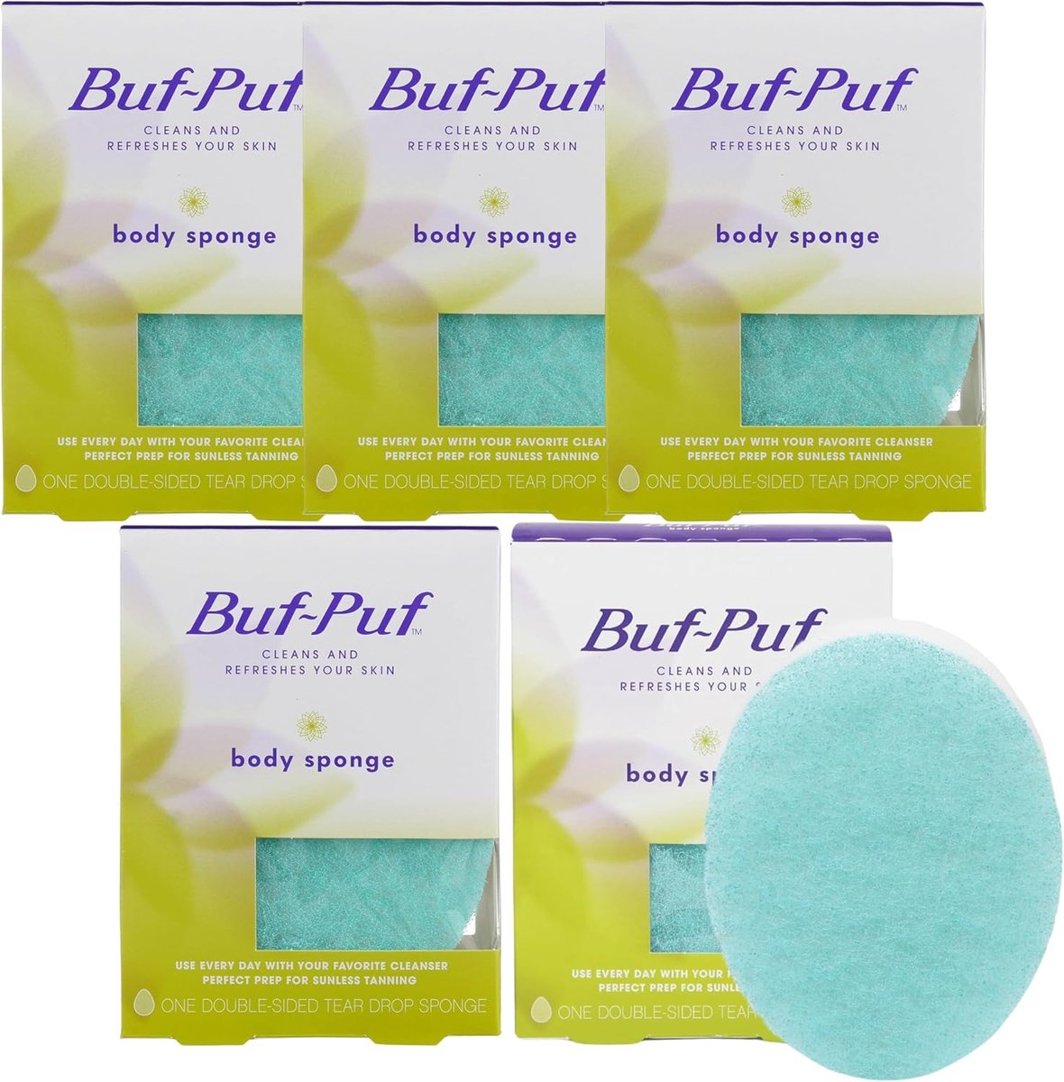 Set van 5 Dubbelzijdige Body Scrub Sponges voor Intensieve Reiniging