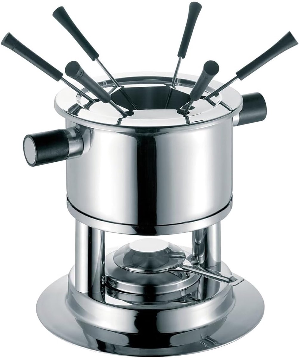 Rvs Fonduepan Inductie 16cm met 6 Vorkjes - Vlees en Kaasfondue