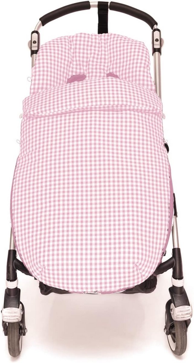 Universele voetenzak - Kinderwagen hoes - Baby warm houden - Handgemaakt in Spanje - 95 x 53 cm - Roze Vichy van Universele — afbeelding 4