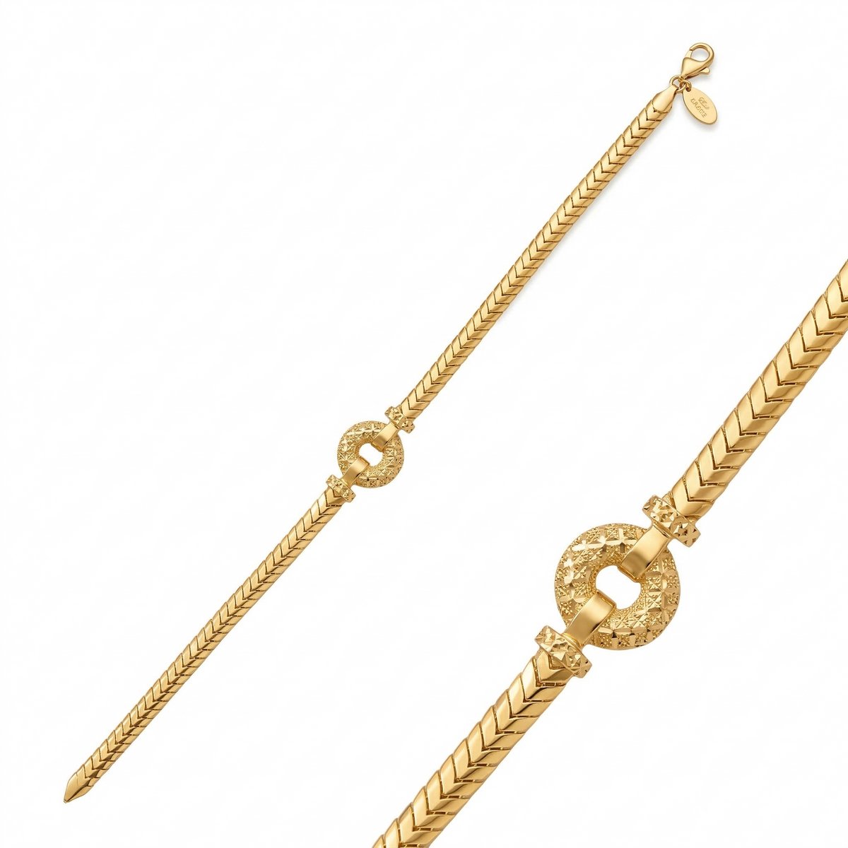 Gouden Visgraatschakel 19 cm 4 mm 14 karaats