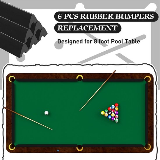 Rubberen Bumpers - Tafelkussens - Biljart Spelen - Zachte Textuur - 6 Stuks - Zwart — afbeelding 3