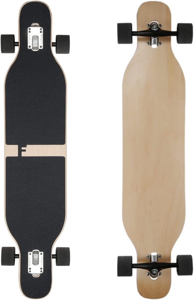 Drop Through Longboard Cruiser Compleet Board met Instelbare Flex en Snelle Lagers Beige