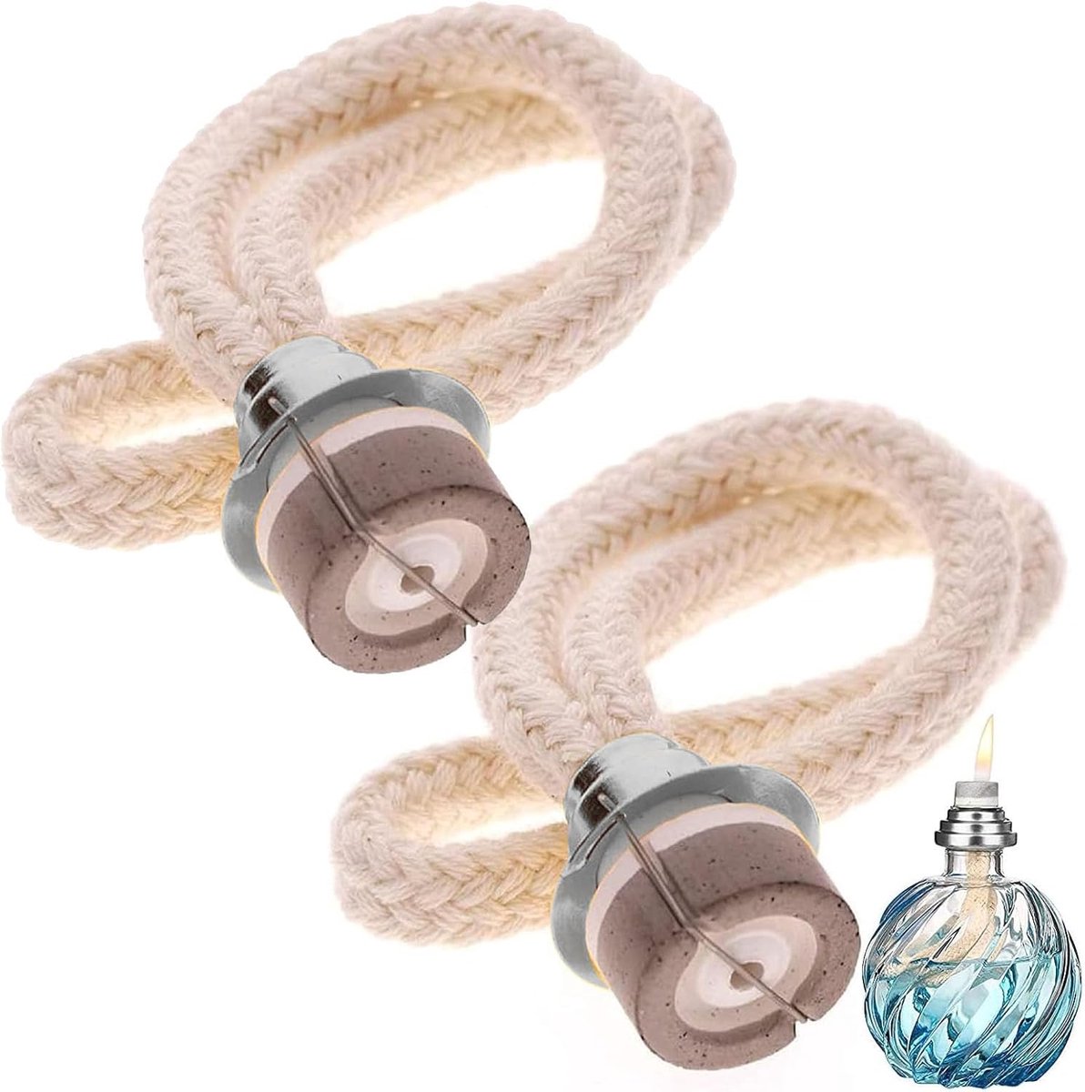 2x Reserve Lont met Houder voor Parfumlamp en Aromalamp - 1,8 cm Katalytische Brander