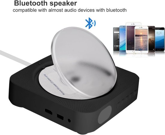 Draagbare Bluetooth CD/DVD Speler met Ingebouwde Hi-Fi Speaker en Afstandsbediening - Ophangbaar — afbeelding 4