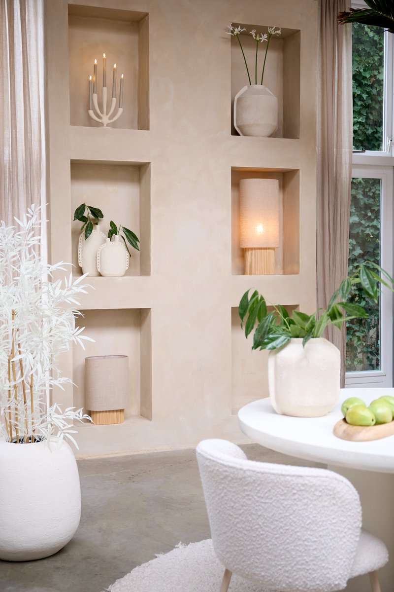 Light - Living Vaas Varazza - Keramiek - Beige/Creme/Wit - 23 x 29 x 10 cm (BxHxD)