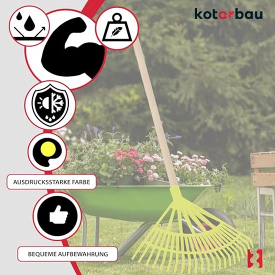 KOTARBAU® Bladhark, Tuinhark van Kunststof, 44 cm, Kersen, met Steel, Gazonhark, Waaierbezem, Lichtgewicht Hark, Stevige Hark van Merkloos	 — afbeelding 5