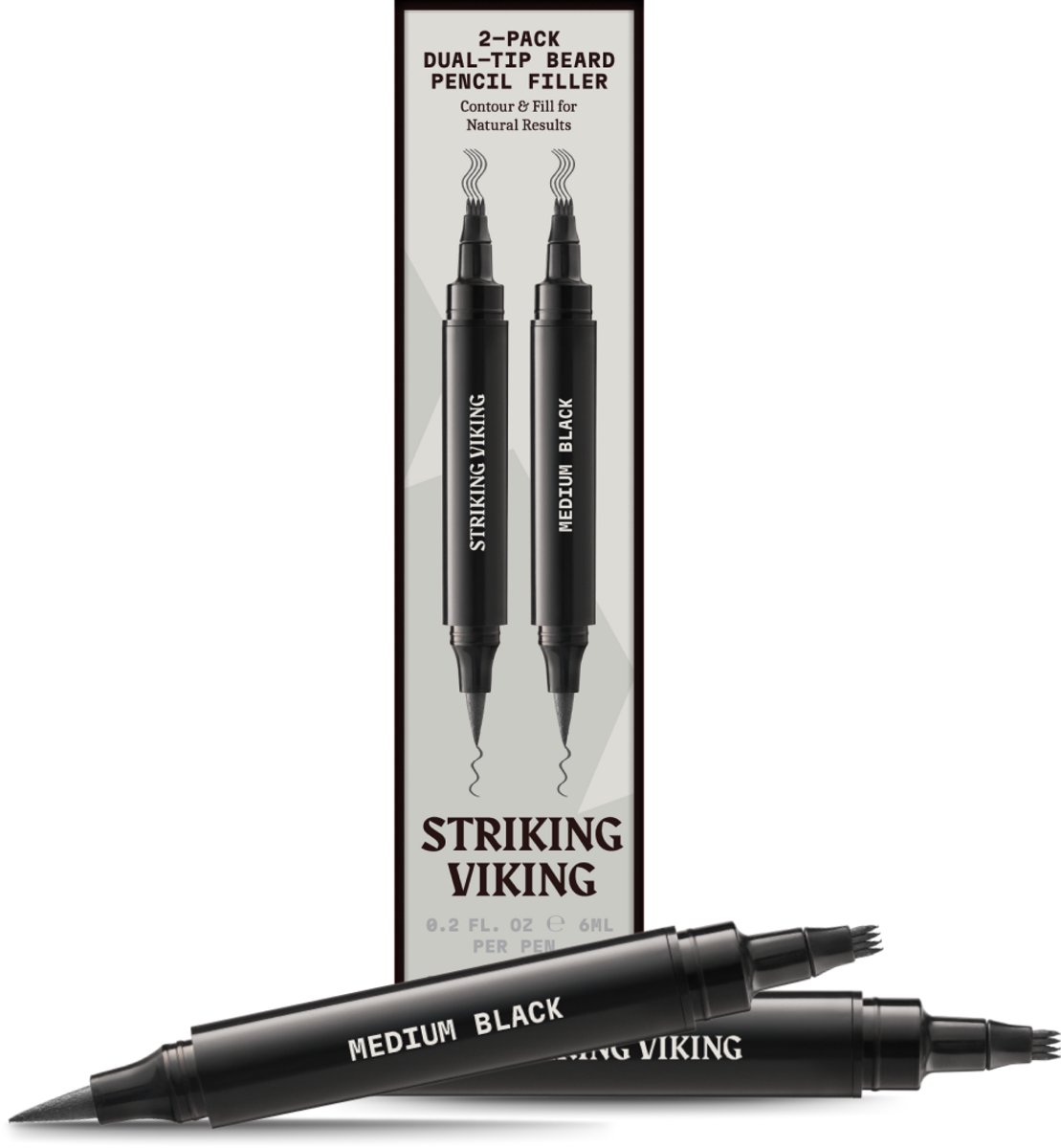 Baardvuller Pen - Dubbele Punt (2-pack) - Jet Zwart