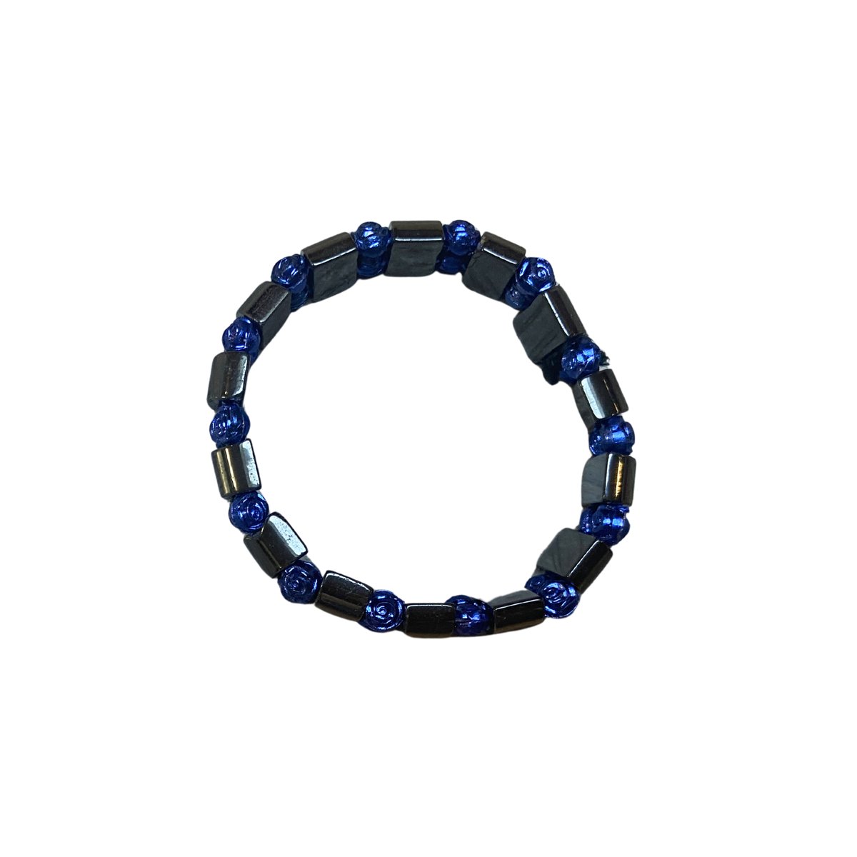 Edelsteen Hematiet Armband Zwart & Blauw – Elastische Kralenarmband – Nikkelvrij – Edelsteen Armband