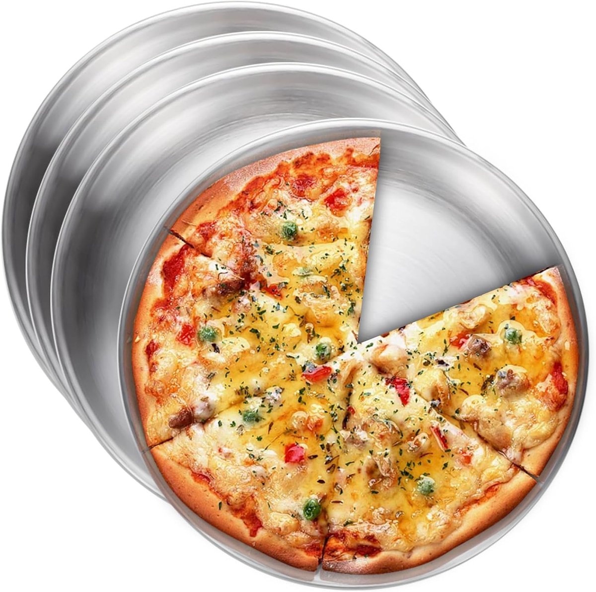 Set van 4 Ronde Pizzaplaten 30 cm - RVS Bakplaat met Antiaanbaklaag