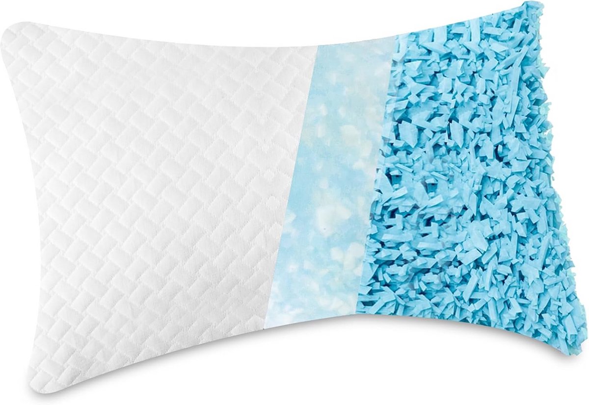 Verstelbaar Zijslagkussen met Koel Foam voor Nek- en Schouderondersteuning - Wit 50x30 cm