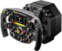 Race stuurwiel met carbonfiber look en Ferrari logo, gekoppeld aan een Thrustmaster T598 servo base.
