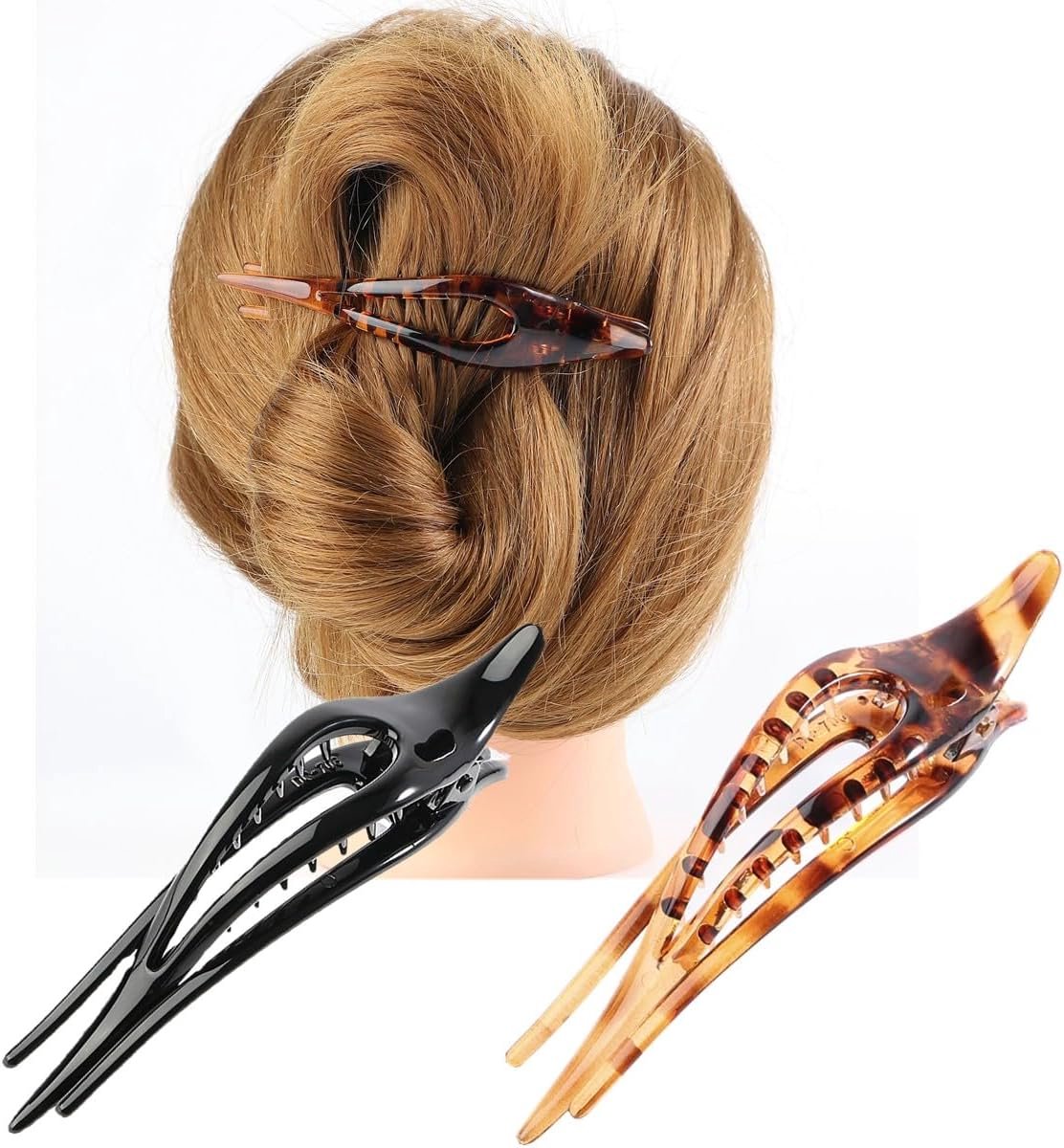 2x Luxe Franse Haarspelden - Stevige Grip Zwart & Bruin - Medium - Voor Dik en Dun Haar