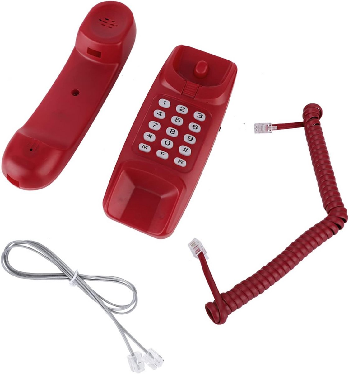 Vaste Telefoon Rood - Wandmodel - Werkt Zonder Batterij - Voor Senioren en Thuis