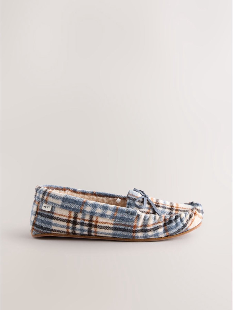 Next - Dames - Geborstelde moccasinpantoffels - Blauw