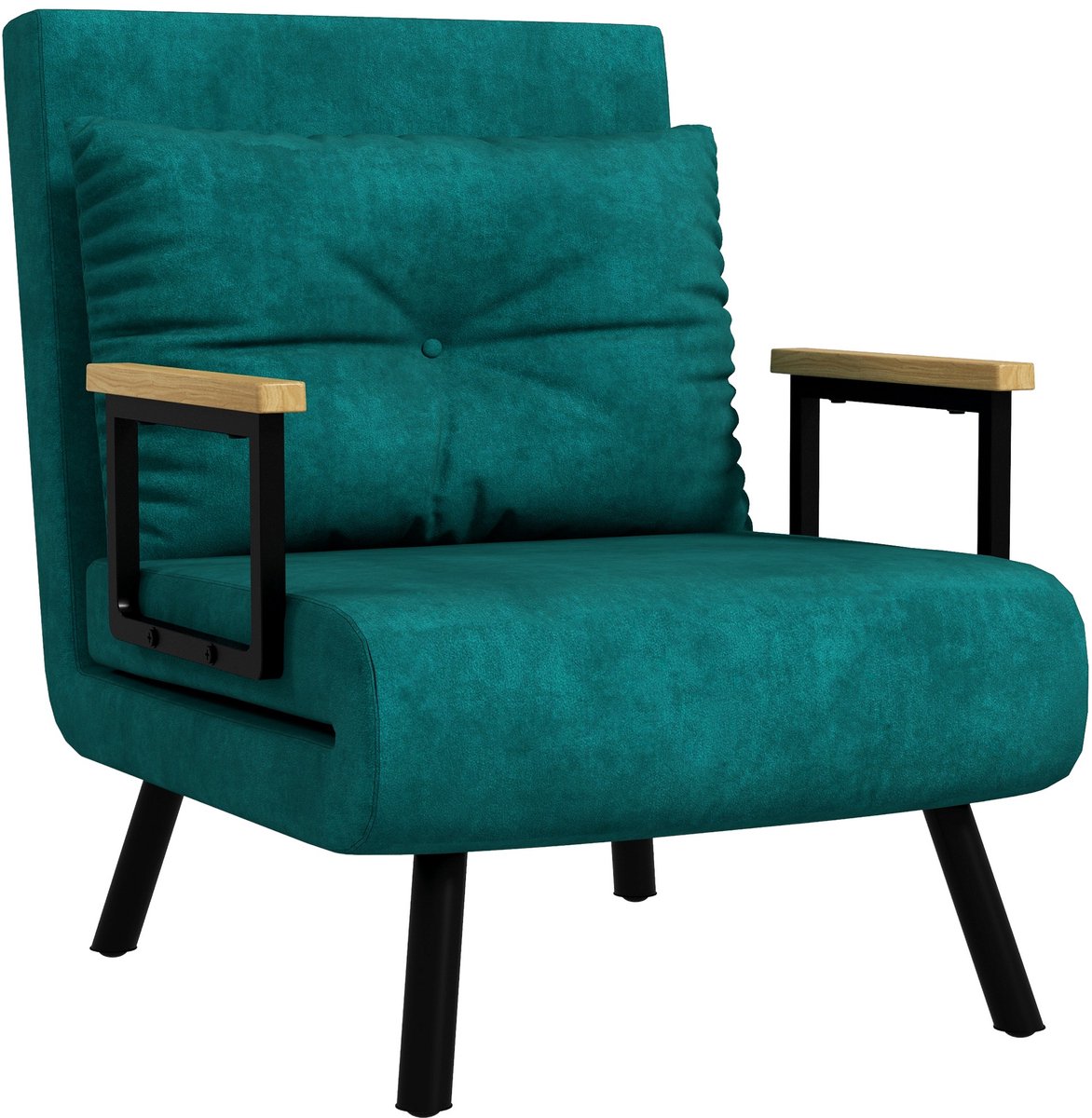 HOMCOM-Stoelbed - Fluweelachtige stof - 63x73x81cm - Groen