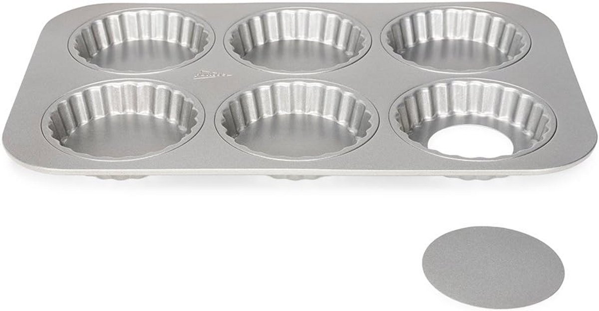 Set van 6 Mini Quichevormpjes met Losse Bodem voor Taartjes en Hartige Gebakjes