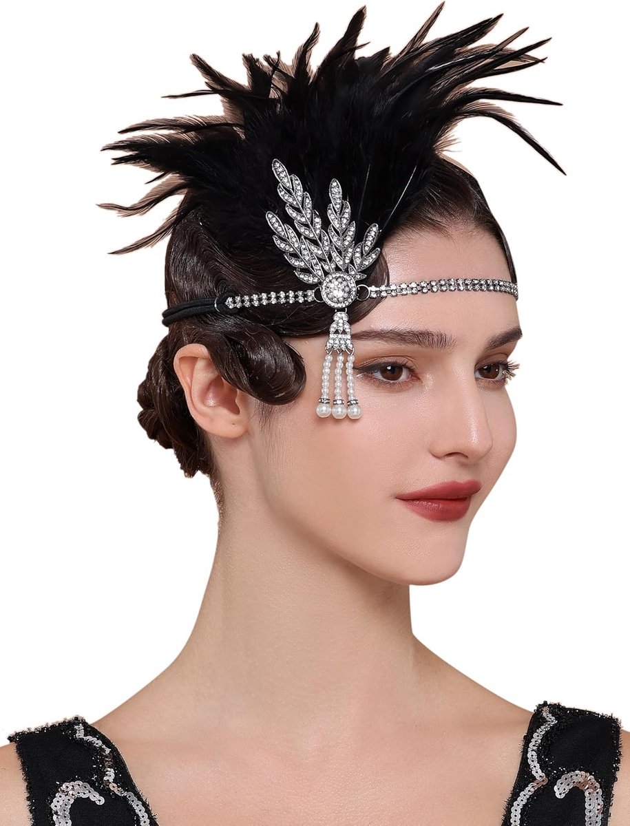 Flapper Hoofddeksel Jaren 20 Stijl Veren Hoofdband Charleston Accessoire Dames
