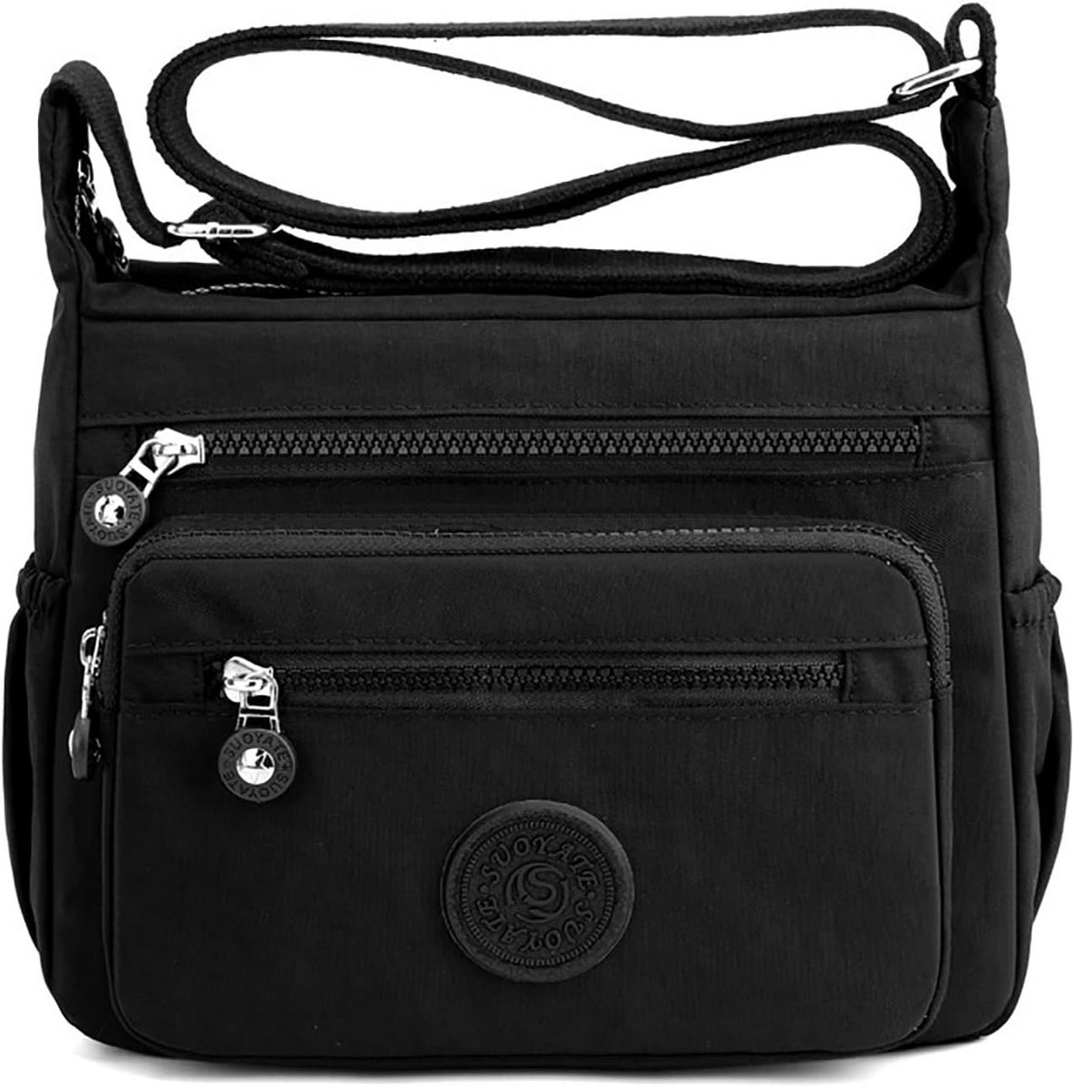 Grote dames crossbodytas met brede schouderriem - Praktische nylon schoudertas