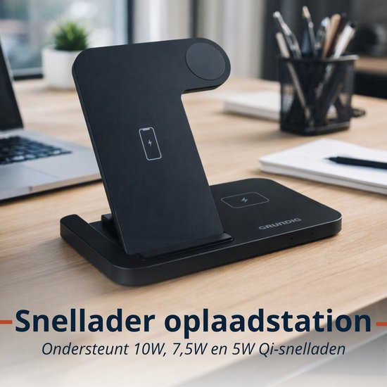 Grundig telefoonhouder met draadloze Qi-oplader