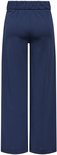 Donkerblauwe wijde broek met elastische tailleband.