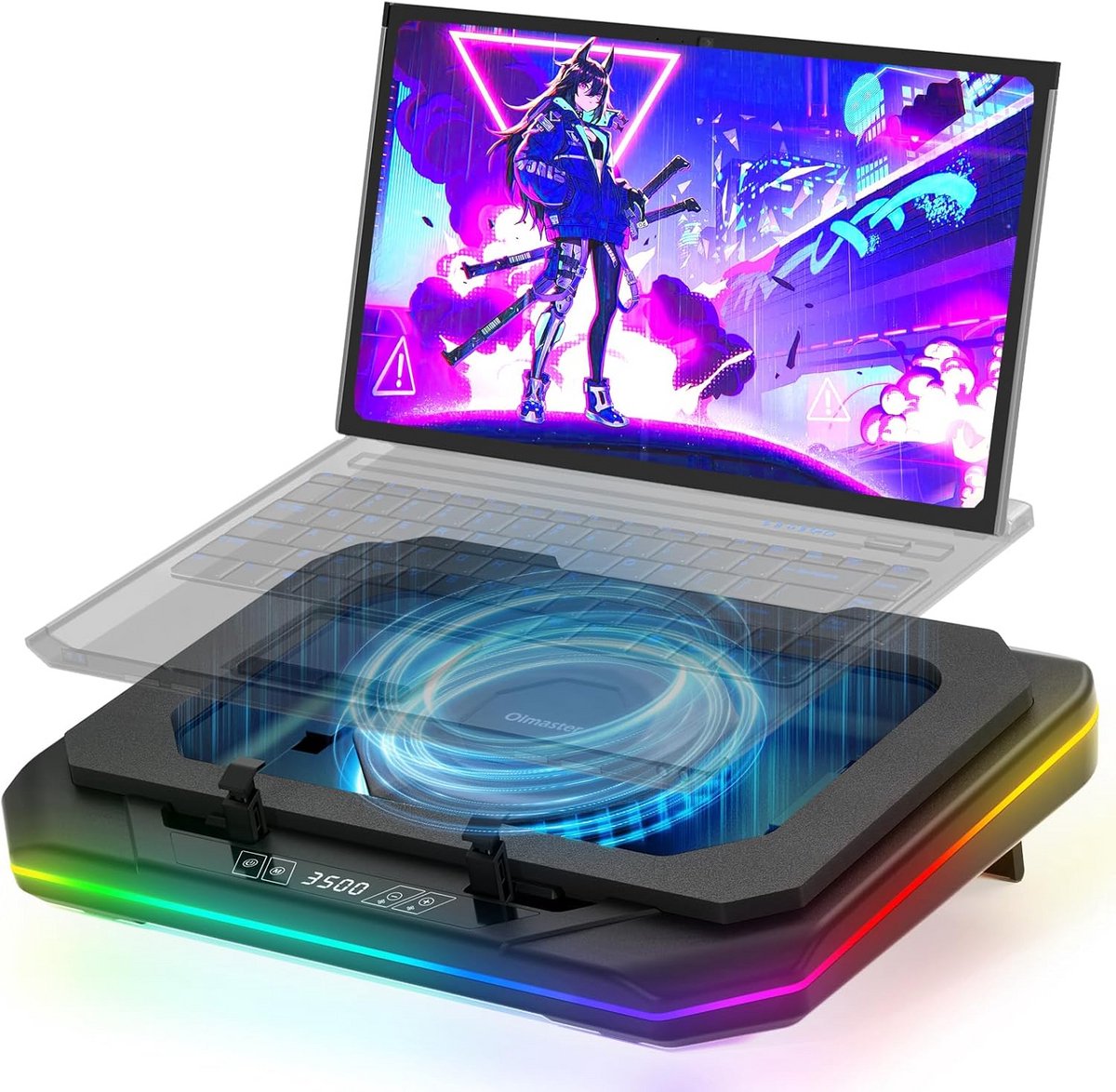 Krachtige Laptop Koeler RGB met Variabele Snelheid voor 12-19 inch Laptops