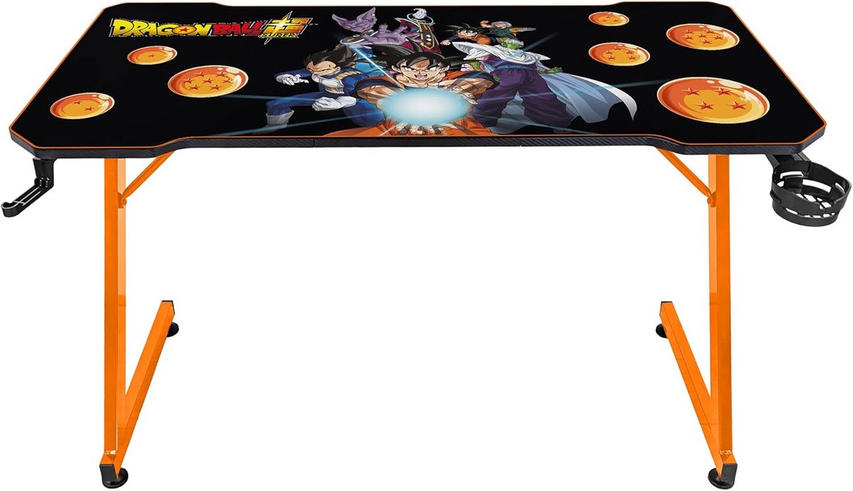 Ergonomisch Gaming Bureau met XXL Muismat - Carbon Afwerking - Zwart/Oranje