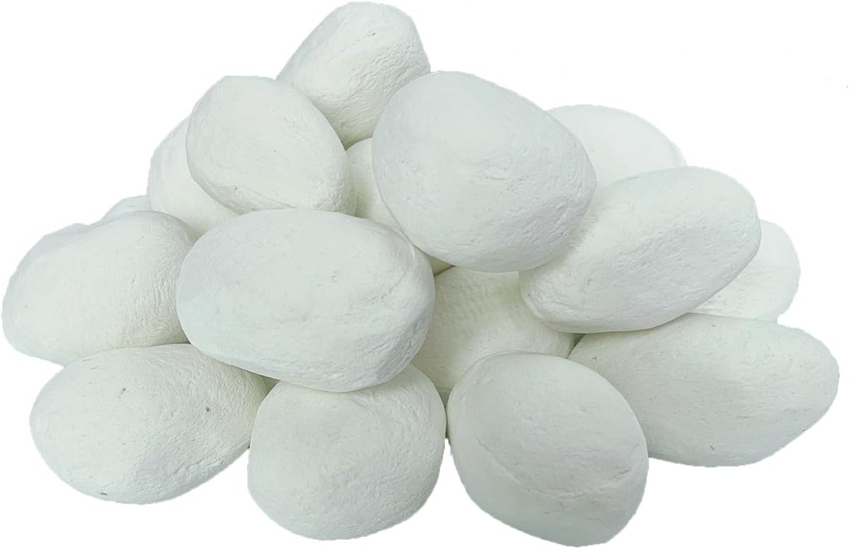 24 Stuks Keramische Kiezels Wit voor Open Haard en Tuin
