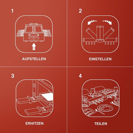 Elektrische Raclette Grill voor 8 Personen met Granieten Dubbele Grillplaat en Fondue Functie — afbeelding 3