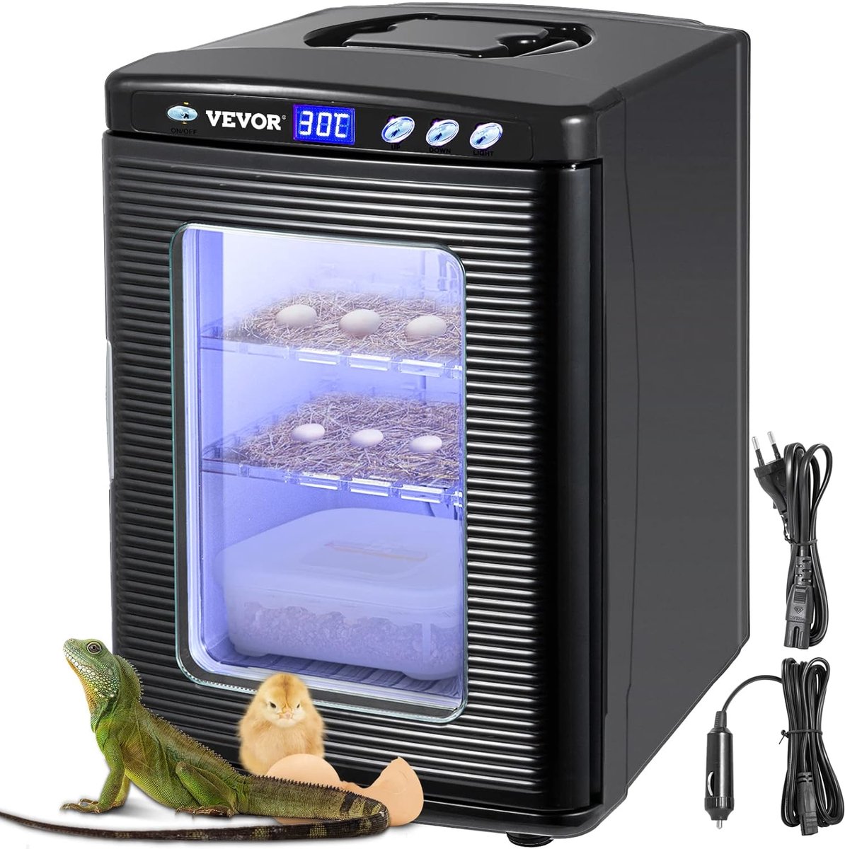 Broedmachine - 25 Liter - Reptielen Eieren Incubator - 5-60 °C - Digitale Thermostaat met LED-display - Koeling & Verwarming - Laboratorium Incubator - Voor Reptielen, Eieren & Experimenten - Compact & Nauwkeurig - 220V - Zwart