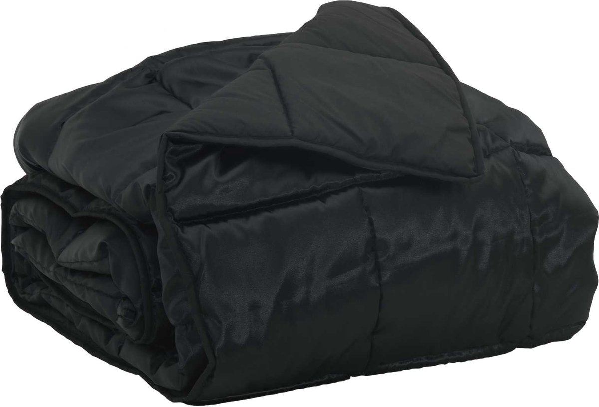 vidaXL - Zomer - Deken - Zwart - 155 - x - 220 - cm - Satijn - en - Microfiber