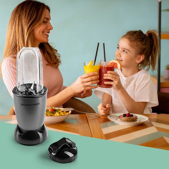 GOURMETmaxx Mr. Magic Power Pro Mixer 400 Watt - Smoothiemaker met deksel om mee te nemen - Staande mixer met blenderkom en deksel - Blender met L-accessoireset voor shakes enz. van GOURMETmaxx — afbeelding 4