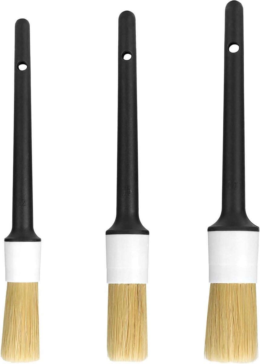 Set van 3 Ultrazachte Detailleringsborstels voor Auto Interieur en Exterieur
