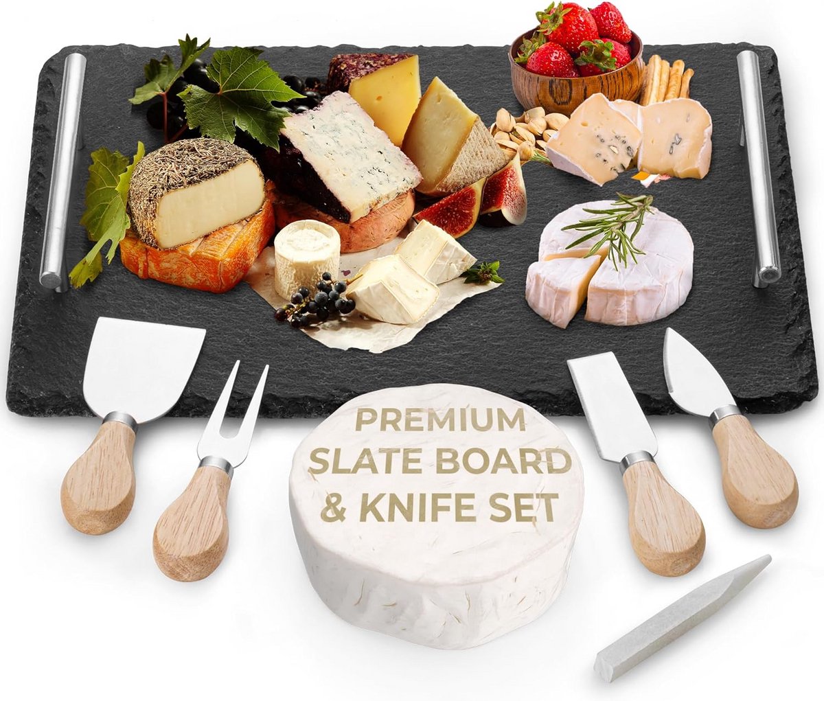 Luxe Serveerplank van Zwarte Leisteen voor Kaas, Tapas en Hapjes - 35x25 cm