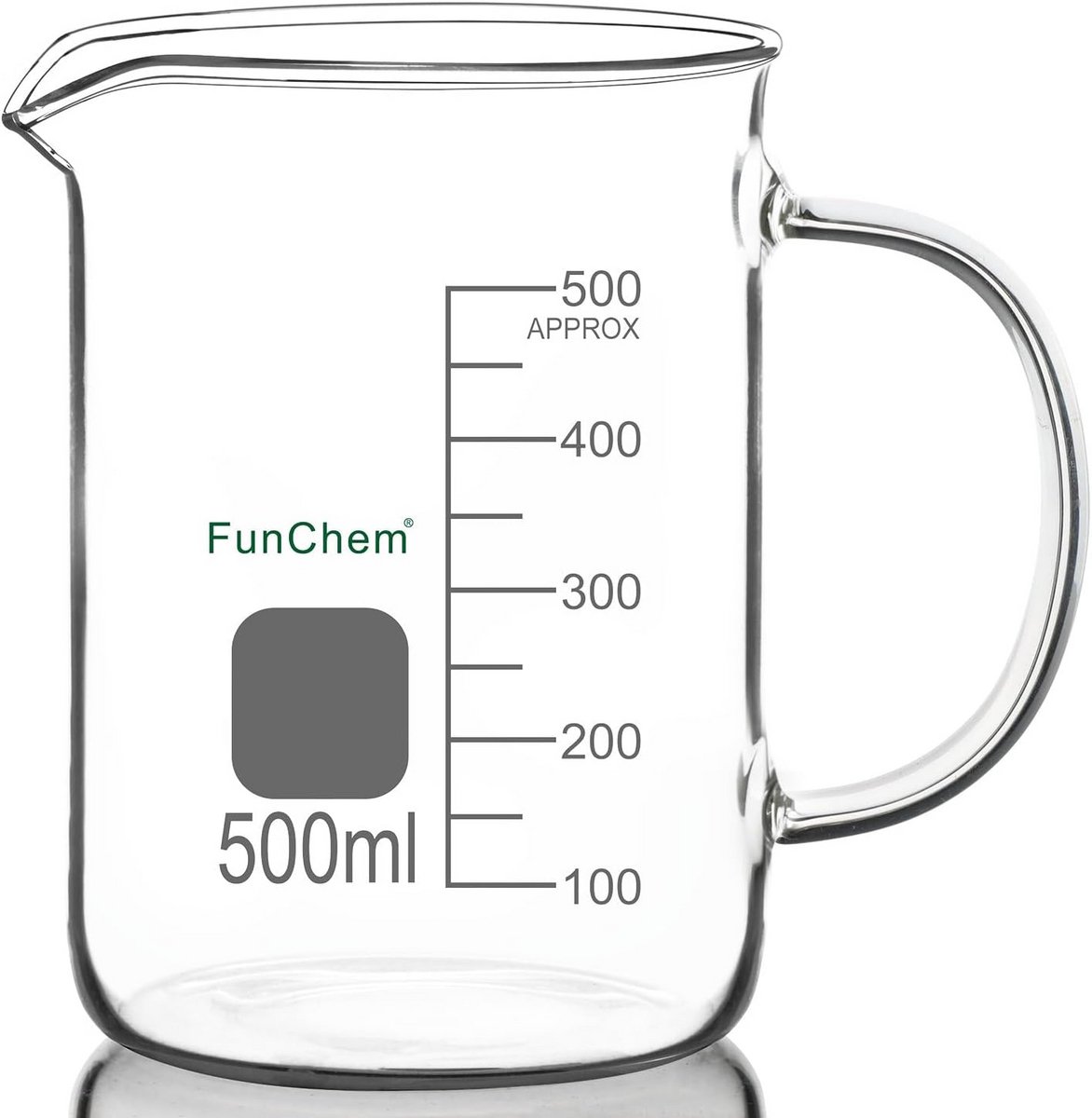 Bekerglas 500 ml met Hendel en Tuit - Borosilicaatglas, Lage Vorm, Gegradueerd