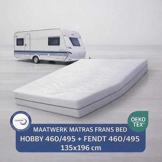 EasyBedden® Matras Fransbed opmaat caravan matras Venus 135x196 Koudschuim HR55 circa 14 cm