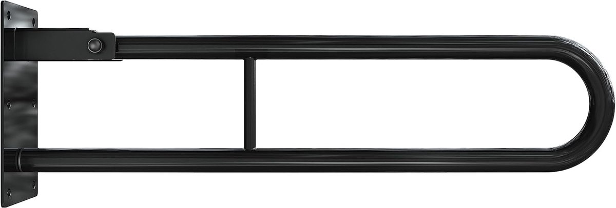 Inklapbare Wandsteun Zwart - Stevige Stalen Handgreep voor Badkamer en Toilet - 80 cm