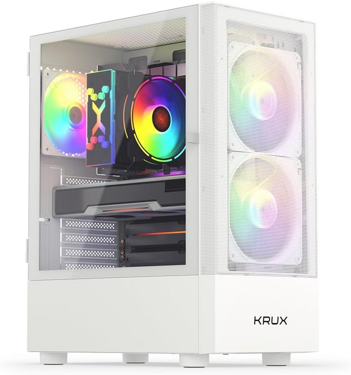 Witte ATX/mATX Gaming PC Kast met RGB Ventilators - Uitstekende Airflow en Ruim Interieur