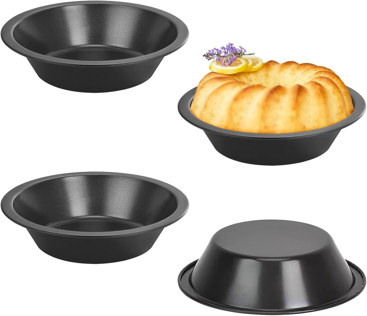 Set van 4 Mini Quiche Vormpjes Rond - Antiaanbak Bakvormen voor Taartjes