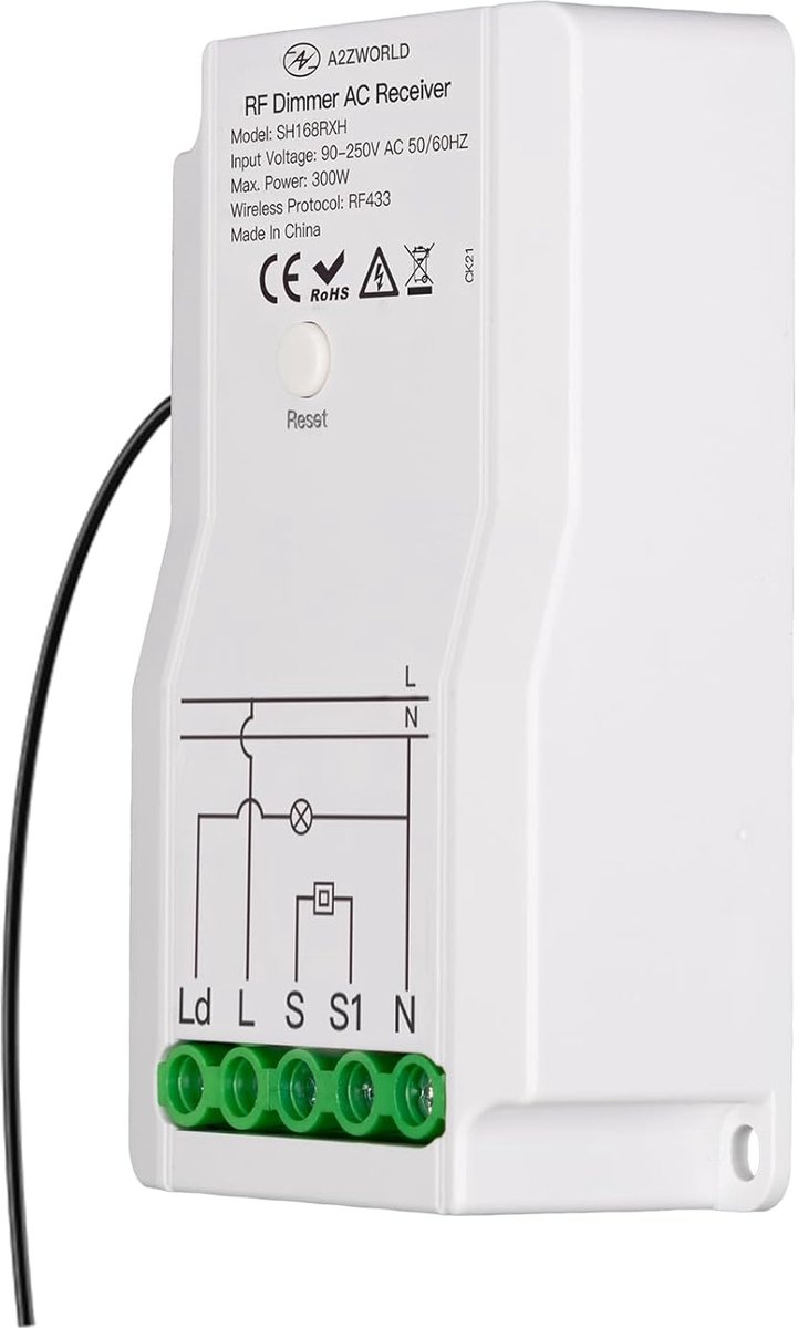 Draadloze RF 433MHz LED-Dimmer Schakelaar - Compatibel met Normaal Open Knoppen