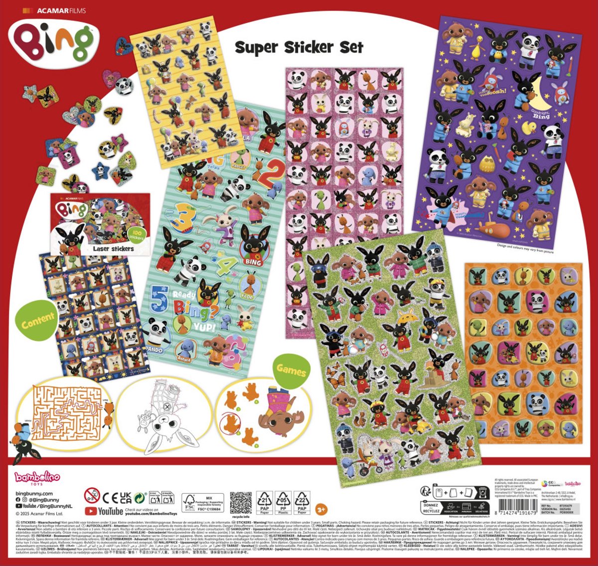 Bing stickers, Super XL Stickerset, 7 stickervellen incl. luxe metallic and 3D puffy stickers - vanaf 3 jaar - 38 x 36 cm knutselen peuter kleuter — afbeelding 10