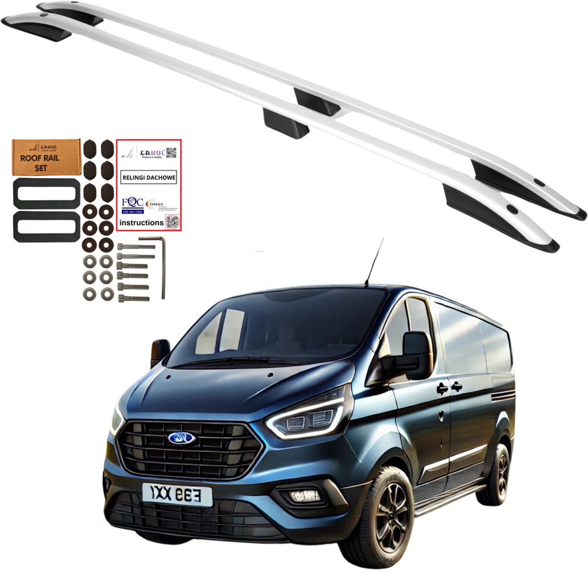 Dakrails voor de Ford Transit Custom Long van 2012 tot 2023